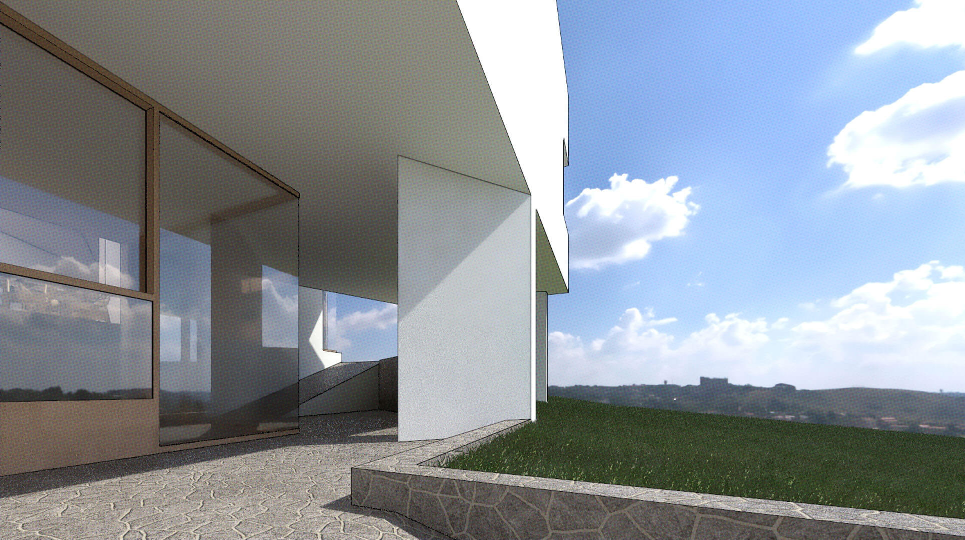 Hermosa vista del entorno desde el atrio de la casa patio pabellón, diseñada por HGSE arquitectos en Caracas