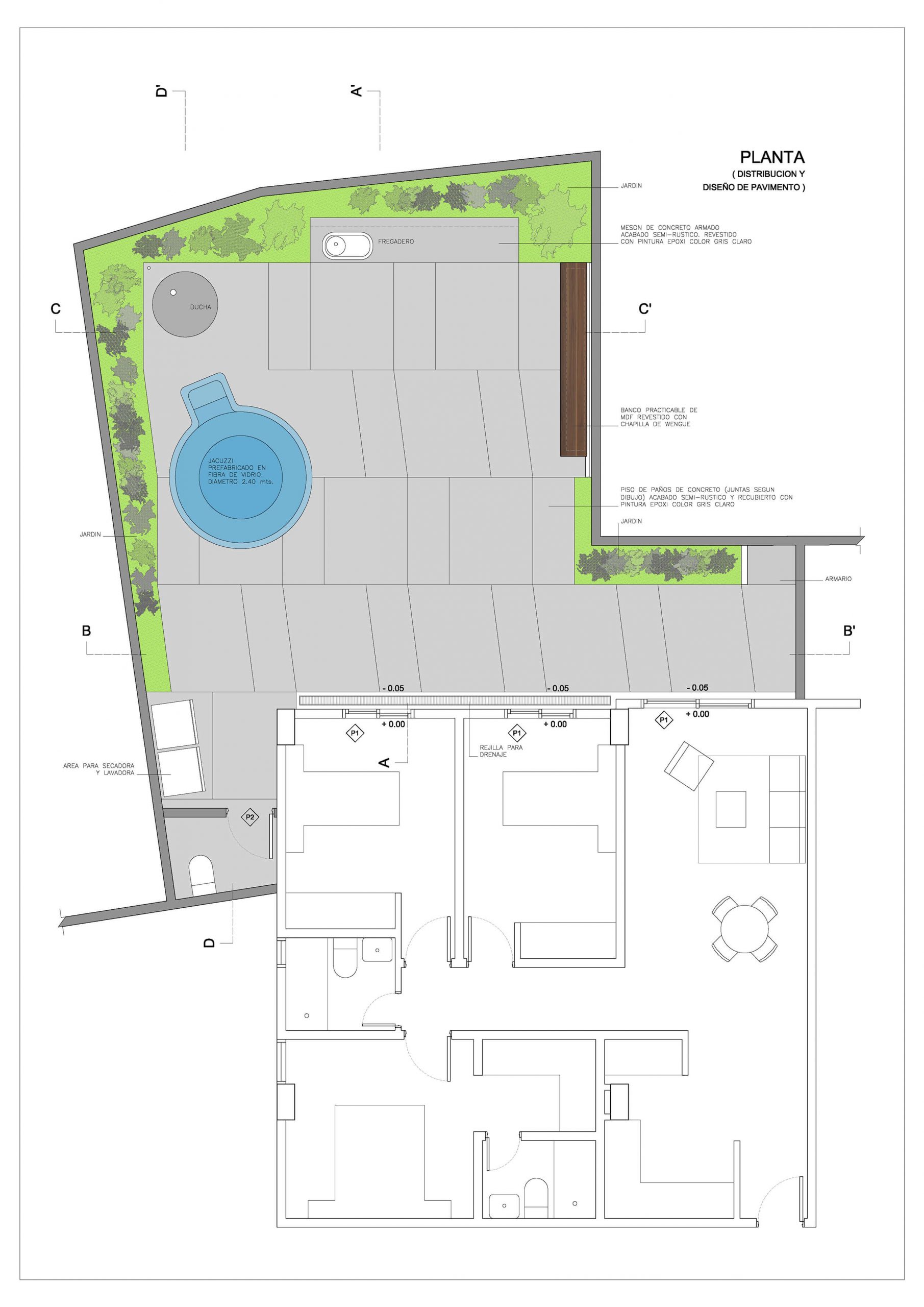 Diseño de un patio. Planta del pavimento Diseño de un patio. Planta del pavimento
