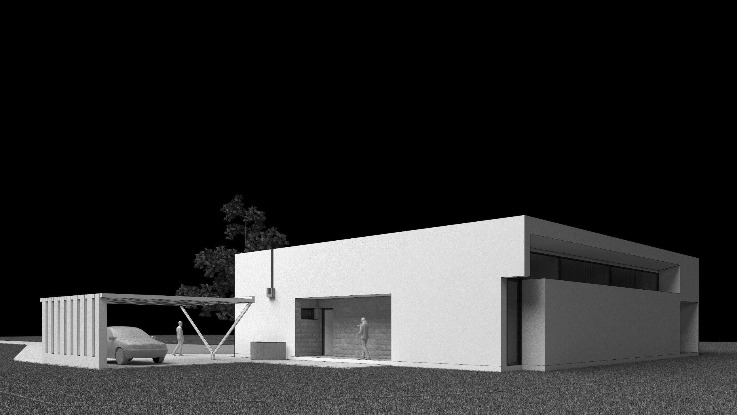 Diseño de Casa en Fresnedillas de la Oliva, Madrid. Aspecto noreste del modelo de la casa. Obra de HGSE Arquitectos