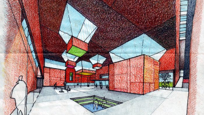 Espacio interior de encuentro y juegos de la escuela infantil y guardería diseñada por HGSE Arquitectos
