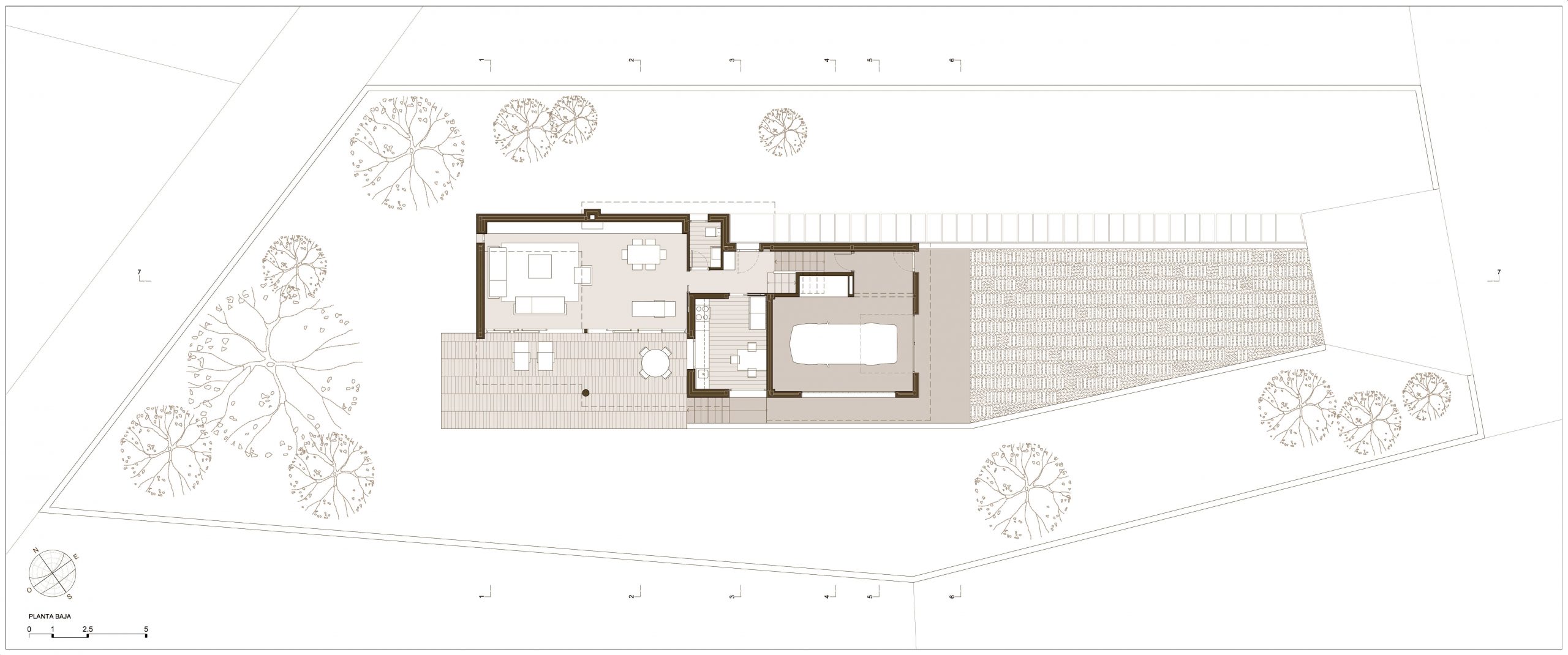 Diseño de casa en la Sierra de Madrid. Plano de Planta Baja
