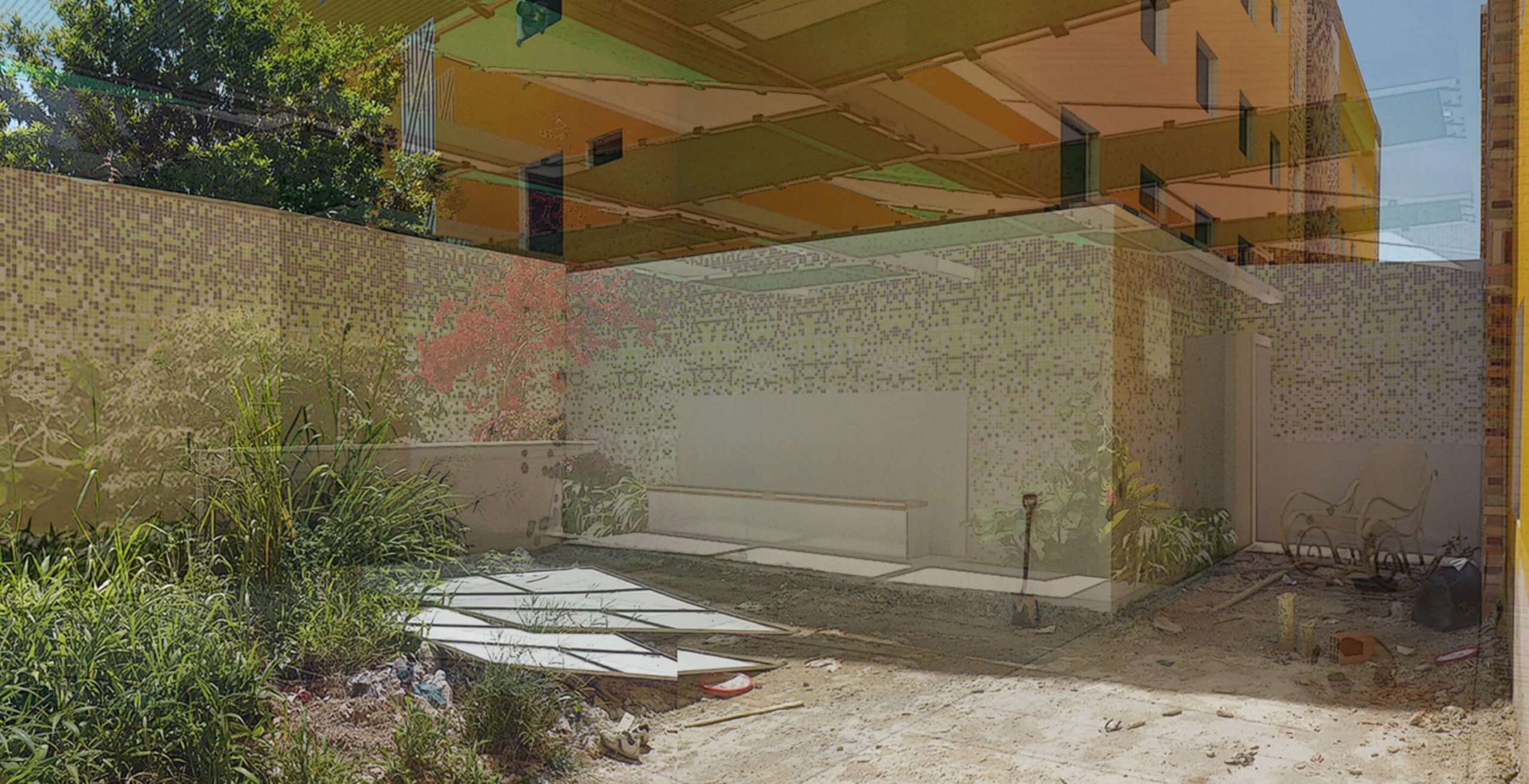 Diseño de un patio. Ejecución de obras para acondicionar el patio de un apartamento. Fase 2