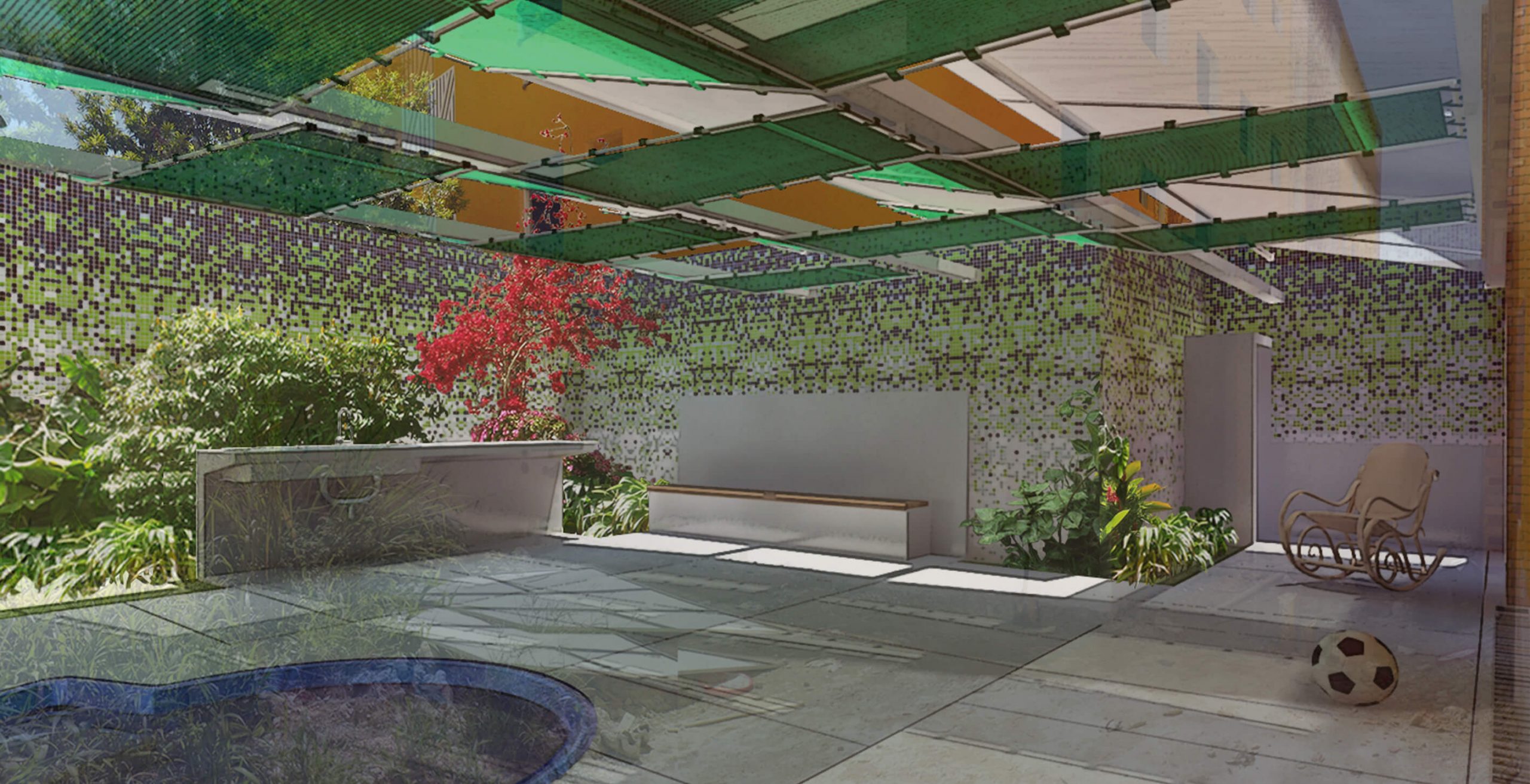 Diseño de un patio. Ejecución de obras para acondicionar el patio de un apartamento. Fase 4