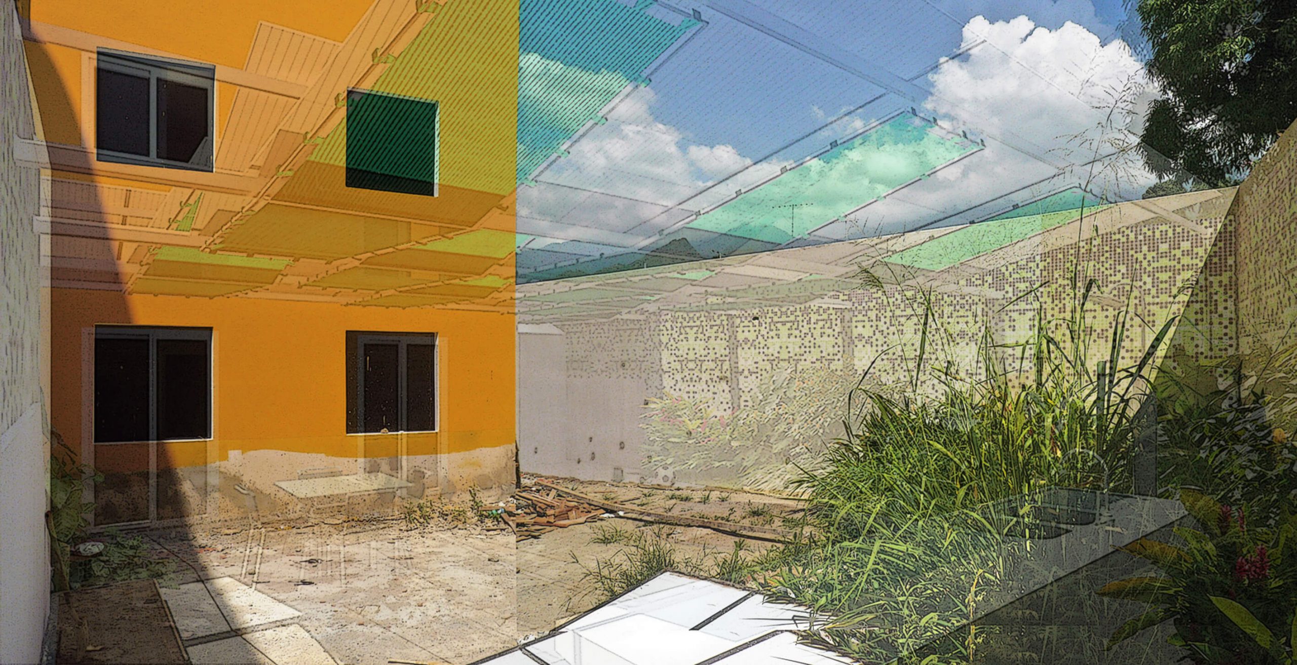 Diseño de un patio. Proceso de construcción de obras para acondicionar el patio de un apartamento. Fase 2