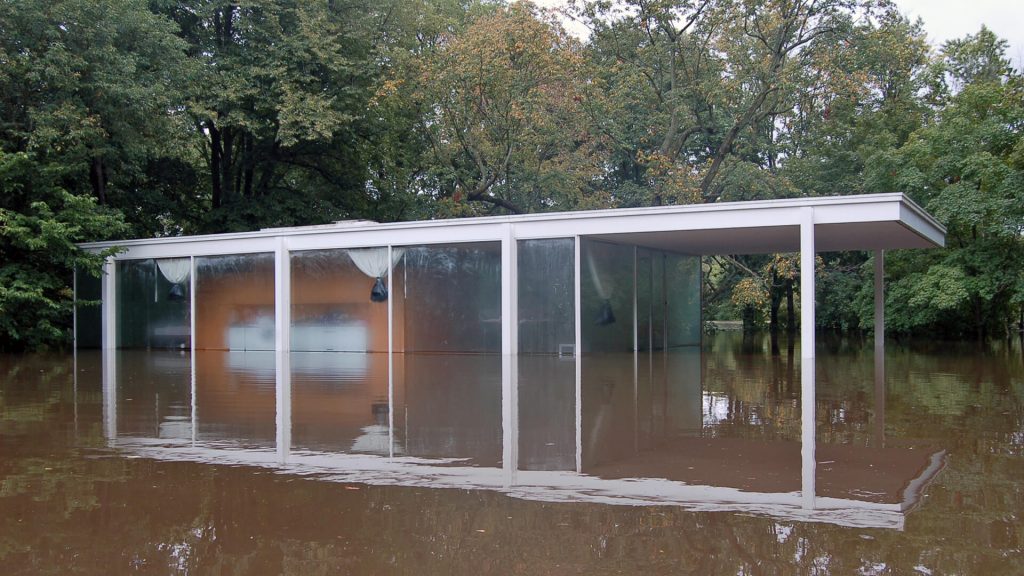 Coexistencia naturaleza arquitectura: casa Farnsworth inundada