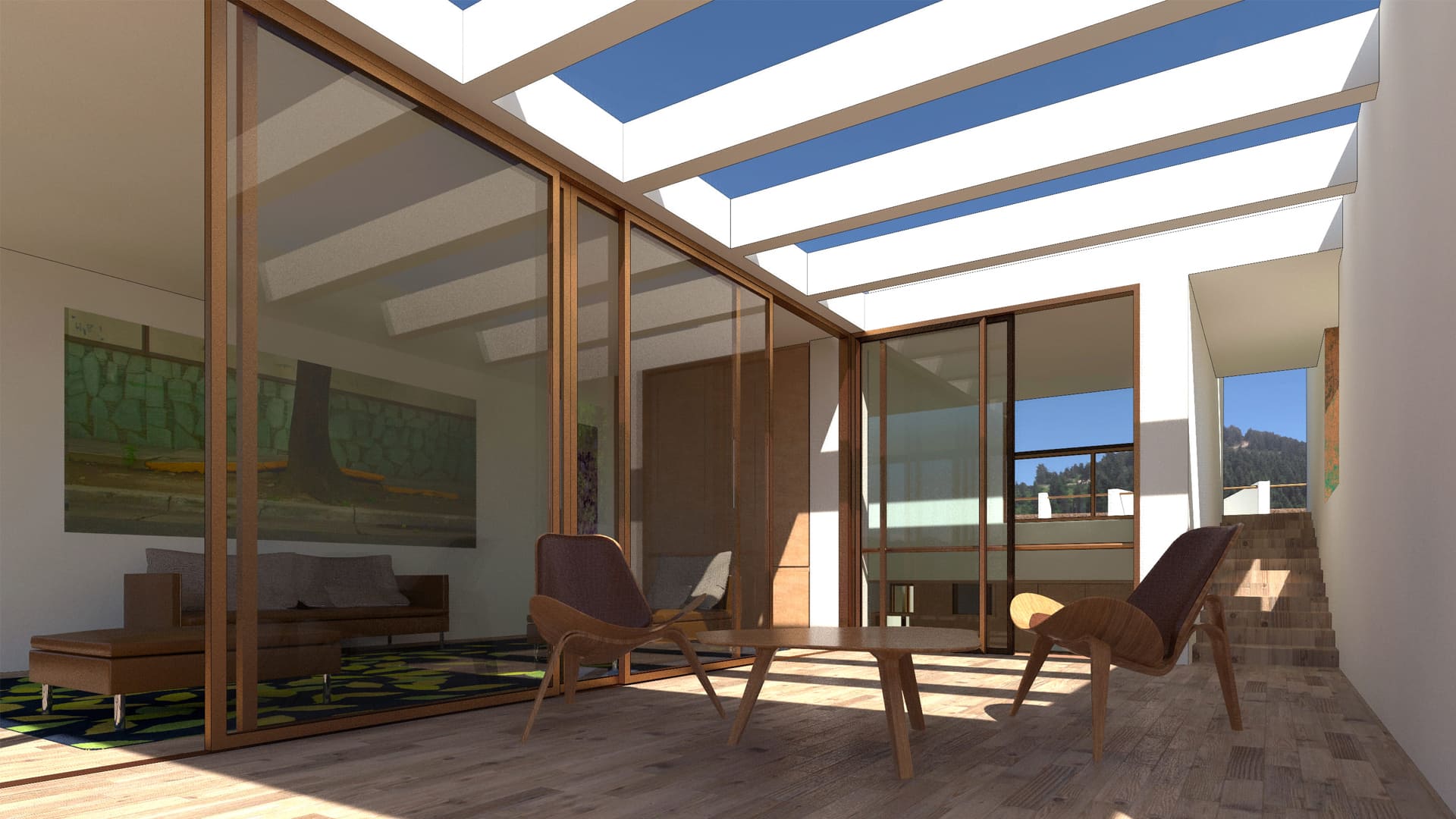 Diseño de casa en Madrid con mirador, terraza, pérgolas y ventanas panorámicas