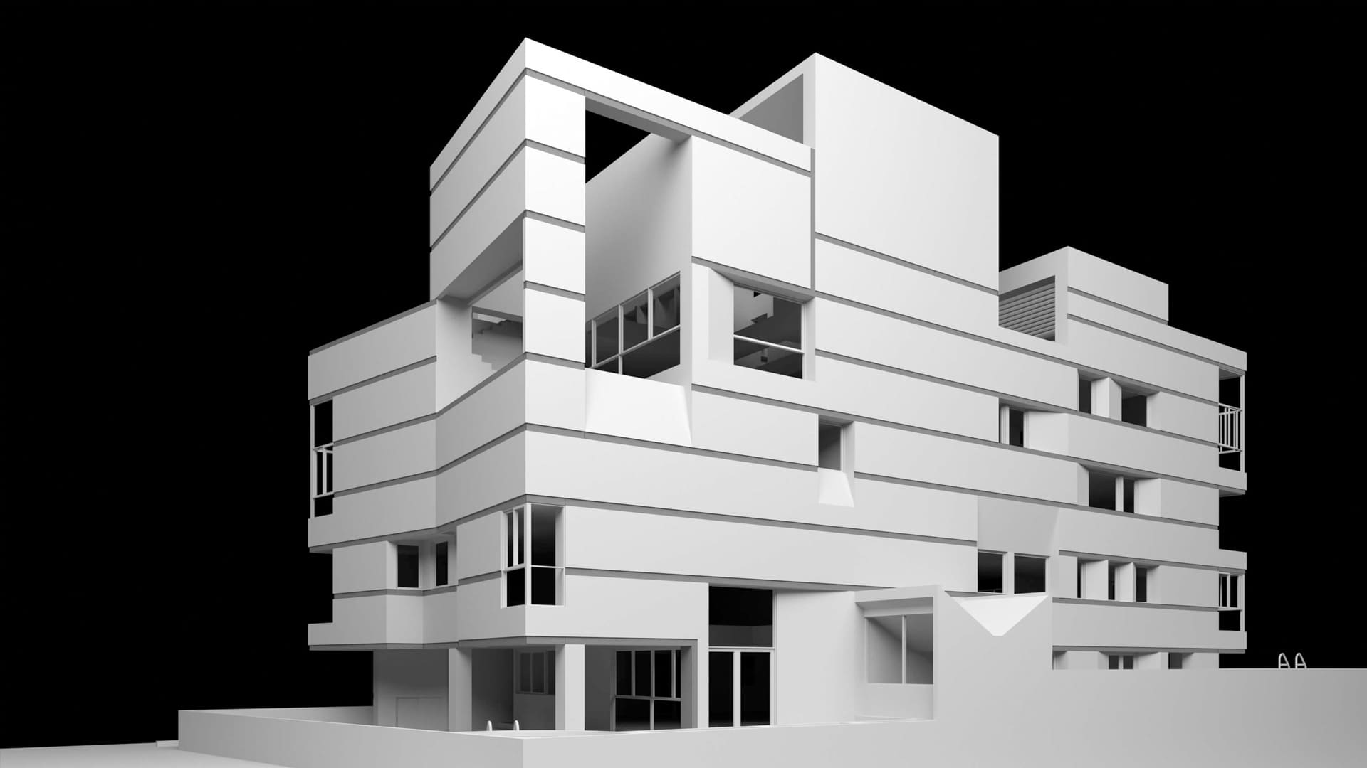 Aspecto del modelo del edificio de apartamentos de lujo en Caracas, Venezuela, diseño del estudio de arquitectura HGSE.