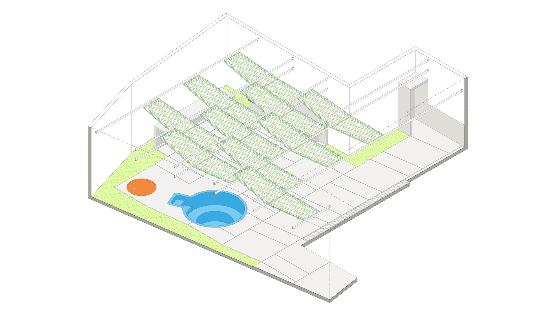Diseño de un patio. Despiece de elementos incorporados al proyecto de arquitectura para la reforma integral del patio. Paso 4