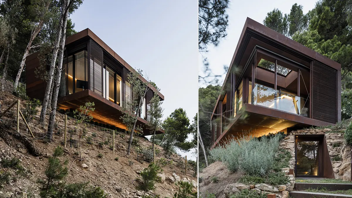 Fachadas de casas modernas de acero Corten en Girona: Pabellón 1401.