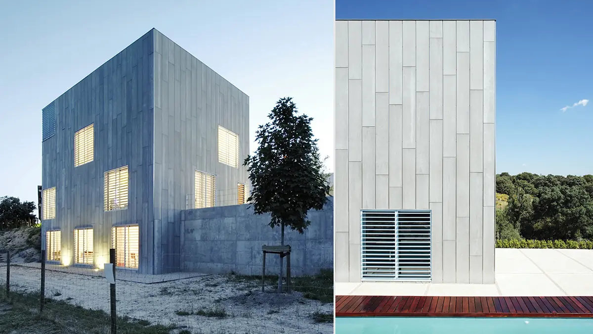 Fachadas de casas modernas de paneles rígidos compuestos en Las Rozas.