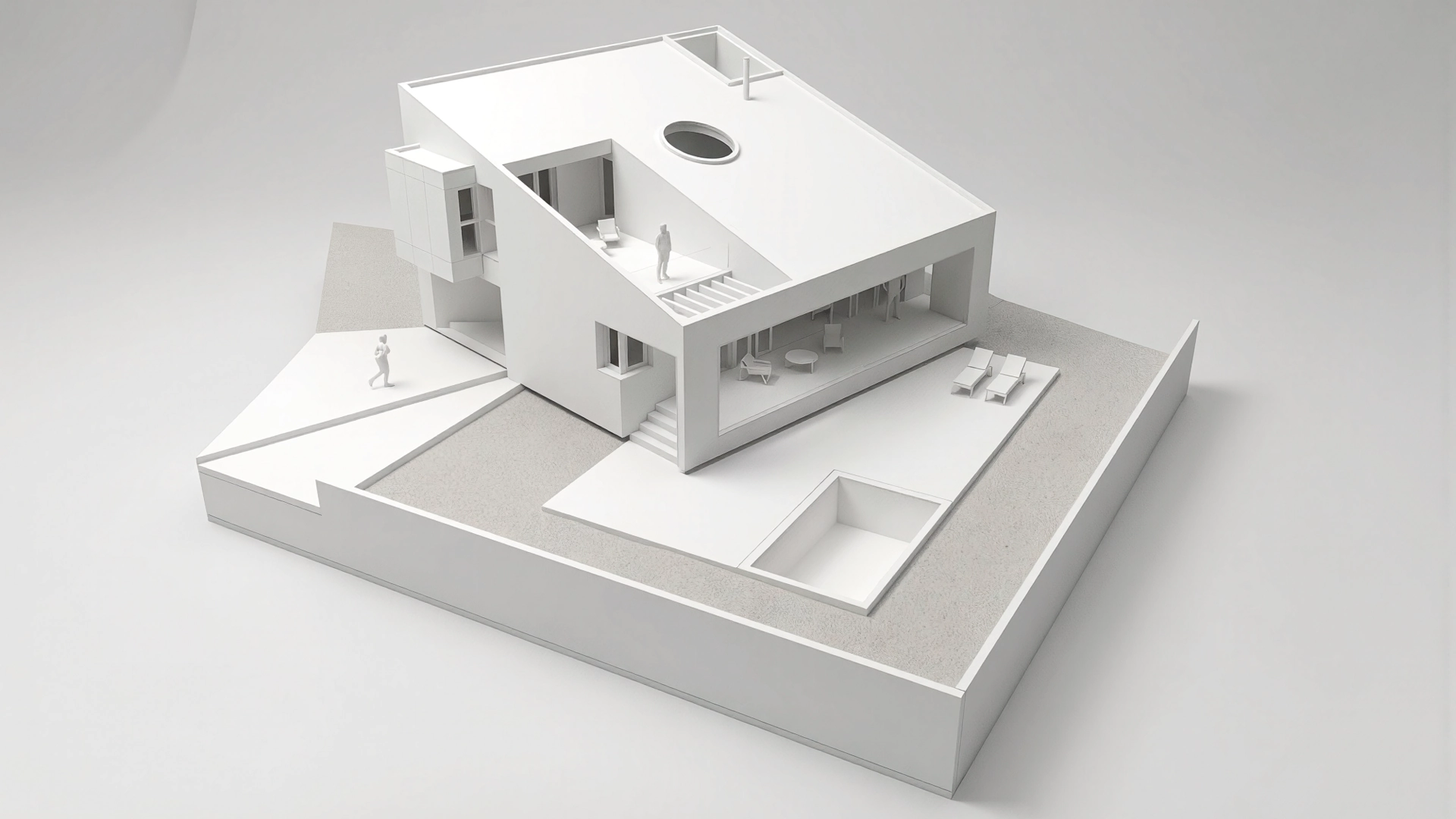 Maqueta de arquitectura: estudio de volumetría y control solar pasivo en Madrid | HGSE Arquitectos.